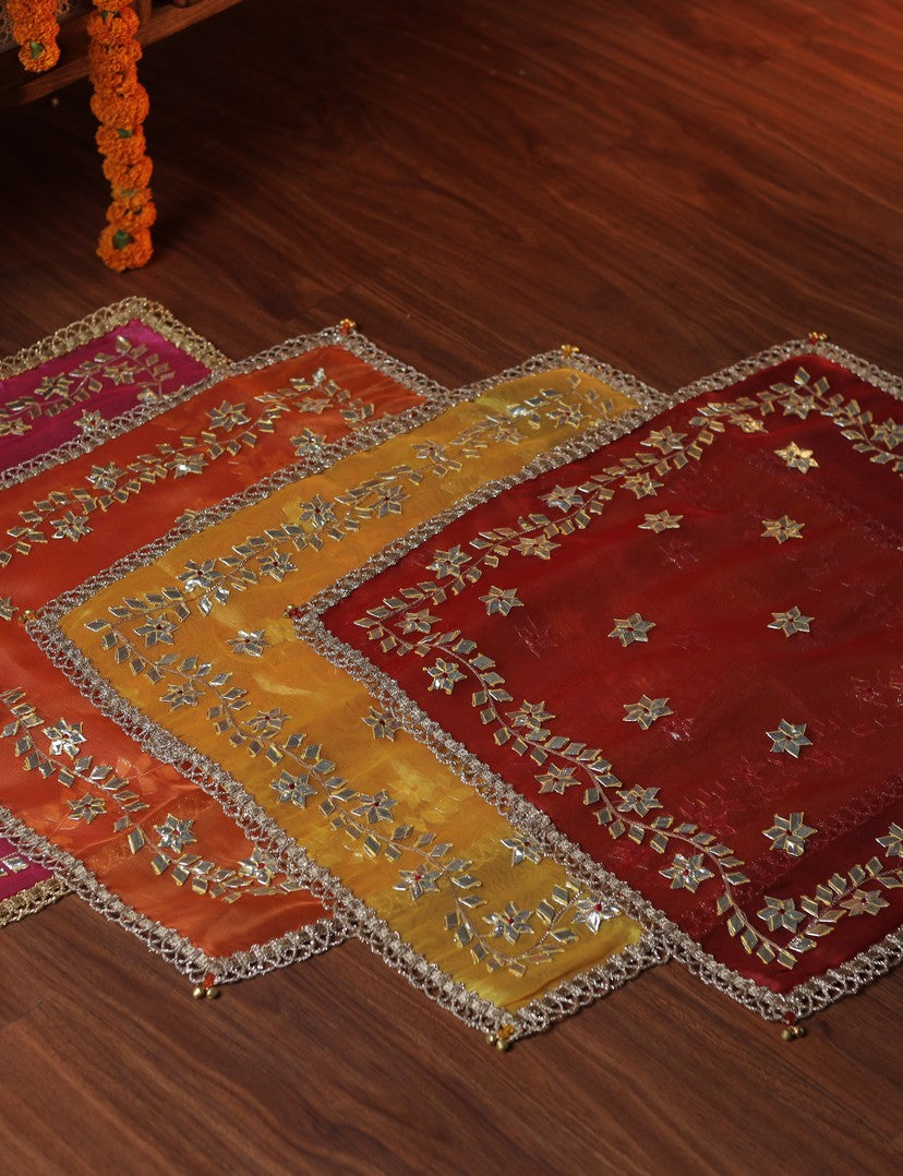 Organza Gota Work Chowki Cover / Thaal Posh