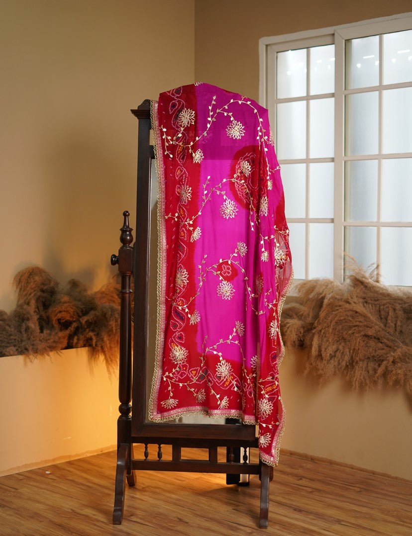The Zardozi Lotus Vine Odhni